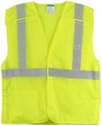 SHORFUNE 1118U High Visibility Reflective Safety Vest with Pockets and Velcro, Breathable Mesh, ANSI/ISEA Standard, Neon Yellow, M
