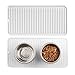 mDesign Premium Quality Square Pet Food and Water Bowl Feeding Mat for Dogs and Cats, Waterproof Non-Slip Durable Silicone Placemat - Food Safe - Small, Linelle Collection, 2 Pack - Clear