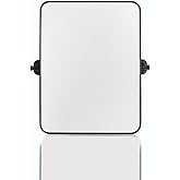 bolrok Pivot Mirror for Bathroom 19"×24" Black Tilt Mirror Rectangle Farmhouse Vanity Mirror Pivoting Stainless Steel Metal F