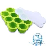 CrazyLynX Silicone Ice Cube Trays with Lids, Ice Trays Molds with 10 Large Ice Balls, BPA Free FDA Food Grade Silicone, Flexible Reusable for Baby Food Whiskey Drinks Liquids Storage Container (Green)