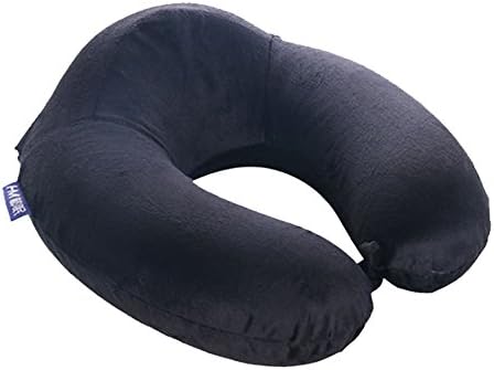 Soft Memory Foam Travel Pillow U-shaped Neck Support Pillow Portable Hump Design Traveling Airplane Pillow with Velour Cover for Train Car Bus Office Home Camping Neck Scarf Pillow (Black)