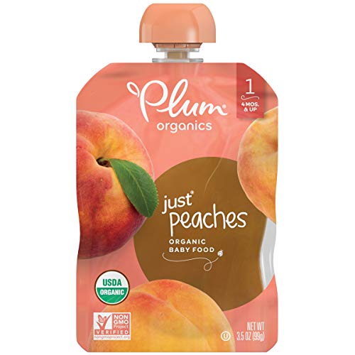 Plum Organics Baby Food Pouch | Stage 1 | Peach Puree | Fresh Organic Food Squeeze | For Babies, Kids, Toddlers | 3.5 Ounce( Pack of 6)