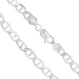 Sterling Silver 4.5mm - 8mm Mariner Link Chain Necklaces and Bracelets, 7.5
