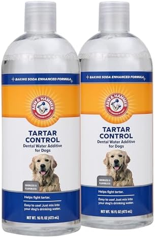 Arm & Hammer Clinical Care Dental Rinse for Adult Dogs, Odorless Flavorless Water Additive for Daily Plaque, Tartar, and Bad Breath Control, Baking Soda Enhanced Formula, 16 Fl Oz - 2 Pack