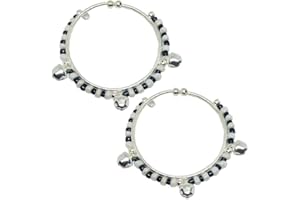 Nazariya for Kids Najariya Black and Silver Kada Free Size Set of 1 BBY Evileye Protection 1 Pair White Black(0-4 Years)