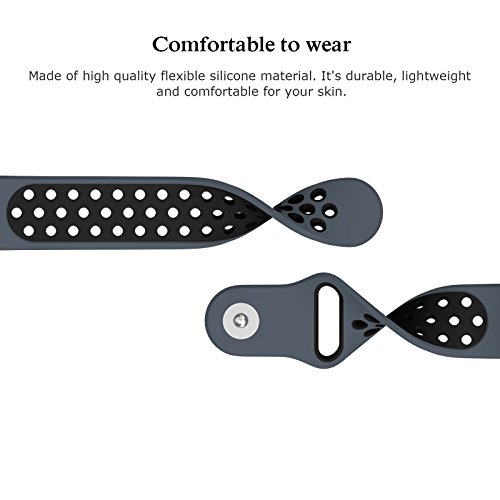 SWEES Silicone Sport Bands Compatible Fitbit Charge 2, Breathable Sport Replacement Bands with Air Holes Small & Large (5.7" - 8.3") for Women Men, Black, Grey, Navy Blue, Pink, White, Teal