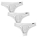Ekouaer Men Briefs Underwear Ice Silk Wide Waistband Triangle Bikini Briefs 3 Pack, White, L