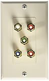 Monoprice 102999 5 RCA Component Two-Piece Inset Wall Plate (RGB and Audio)