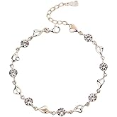 Neeshka Mori Style Silver Plated Heart Shaped Women's Diamond Bracelet
