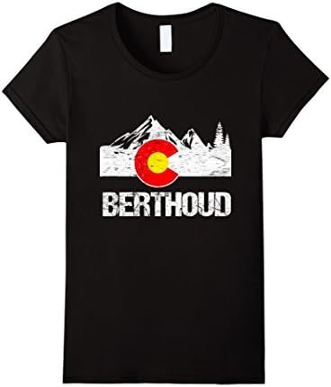 Womens Berthoud Colorado Flag Moutain TShirt Colorado Patriotic Tee Large Black