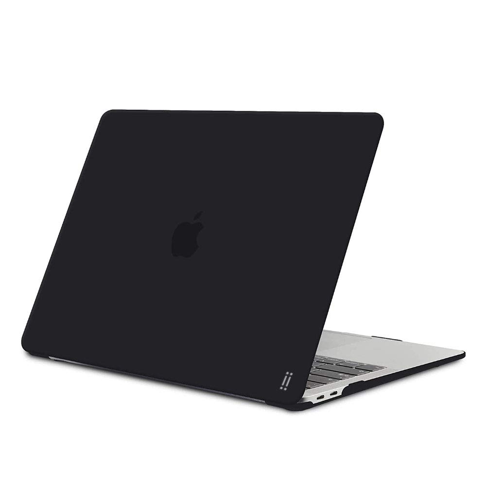 aiino Glossy - Hard Shell Case for MacBook Air 13 Inch Retina (2020), Ultra Slim and Durable Cover, Plastic Hard Case with Screen Protector and Keyboard Cover - Black