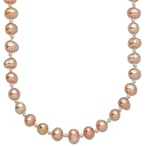 14k Yellow Gold Pearl clasp 4-4.5mm Pink Freshwater Onion Freshwater Cultured Pearl Necklace 16 Inch Pendant Necklace for Women