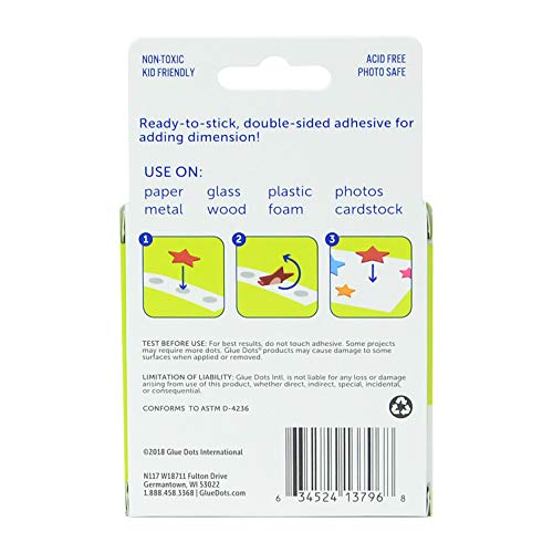 Glue Dots Pop Up Adhesive Dot Roll, Contains 75 (.5 Inch) Diameter