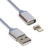 IMZ® 3FT/1m Braided Metal Magnetic 8-Pin Lightning to USB Data Sync Charger Cord for Apple iPhone 7/7 Plus/6s/6s Plus/SE/5S/5C/5,iPad Air2/Air, iPad Pro, iPad Mini 4/3/2 with Retina Display [Silver]