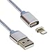 IMZ® 3FT/1m Braided Metal Magnetic 8-Pin Lightning to USB Data Sync Charger Cord for Apple iPhone 7/7 Plus/6s/6s Plus/SE/5S/5C/5,iPad Air2/Air, iPad Pro, iPad Mini 4/3/2 with Retina Display [Silver]
