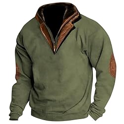 Mens Quarter Zip Pullover Vintage Fashion Long