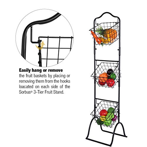 image for Toonshare 3-Tier Wire Market Basket Storage Stand for Fruit, Vegetable