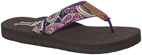 Ladies Paisley Print Flip Flop, PURPLE, SIZE 8 US