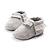 Kuner Baby Boys Girls Tassel Soft Soled Non-Slip Crib Shoes Moccasins First Walkers (12cm(6-12months), Gray)