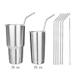 5pcs Extra Long 18/8 Bent Stainless Steel Straws for 20 & 30 Oz Yeti RTIC SIC Rambler Tumbler Cups Reusable 10.5inch Drinking Straws Set free Cleaning Brush