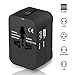 Travel Adapter, International Power Plug Converter UK Plug Adapter Kits with Dual USB Ports Worldwide All in One AC Wall Outlet Charger Adapters for UK, US, AU, Europe & Asia(Black)