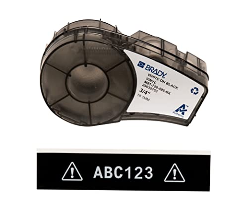 Brady Vinyl Label Tape for Label Printer M211 & M210 - Self Adhesive Vinyl Printer Labels - White on Black (19.05mm x 6.40m) - M21-750-595-BK