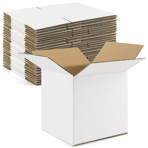 Golden State Art, 7x7x7 White Shipping Boxes, 28 Pack, Square 7