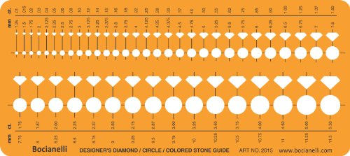 Brilliant Diamond Coloured Gemstone Guide Shapes Symbols Drawing Drafting Template Stencil - Jewellery Jewelry Art Craft Design