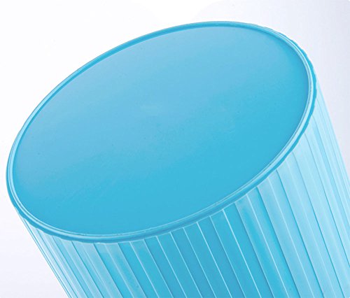 Daycount Mini Waste Bin Rolling Cover Tape Desktop Garbage Paper Basket Table Trash Container Case Home Office Bathroom Car Trash Can (Blue)