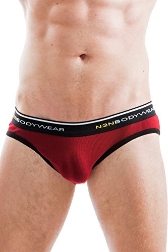 N2N Bodywear Rib Classic Brief RB10 (Large, Burgundy)