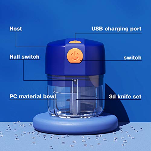 Rechargeable Garlic Chopper Mincer Wireless Electric Mini Food Chopper Kitchen Mini Food Processor for Fast Chopping Meat Garlic Onion Nut Vegetable 250ml