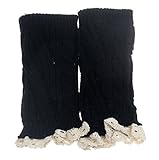 TOOPOOT® Women Crochet Knitted Lace Trim Boot Cuffs Leg Warmer Socks (Black)