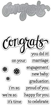ShopForAllYou Stamping & Embossing Stamp & Cuts"Congrats" Clear Stamps with Matching Dies Bundle