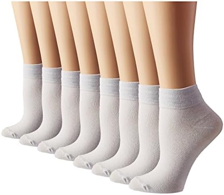 Women's Running Socks Quarter Cut, Black, Sock Size 10-13, 8 Pack
