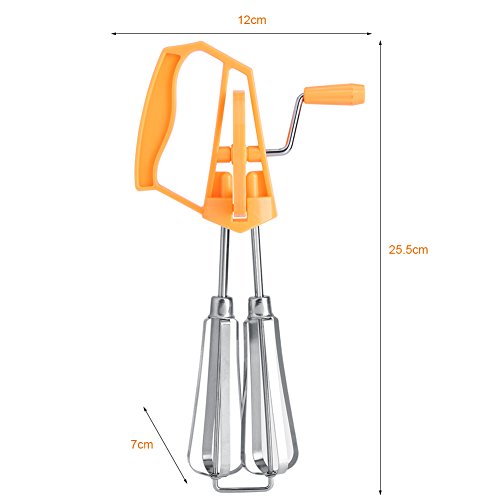 Hand Whisk Egg Beater, Easy Use Egg Mixer with Stainless Crank and Plastic Handle Durable and Safe for Kitchen Cooking Whipping Tool(Orange)