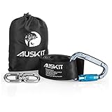 Tree Swing Hanging Strap Kit, AusKit Swing Strap(10 FT) with Screw Lock Snap Carabiner Hook and Heavy Duty Double Loop Spinning Swivel,Easy Installation and Removal On Trees