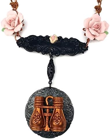 Day at the Opera, Binocular Glasses and Roses Copper Steampunk Statement Necklace