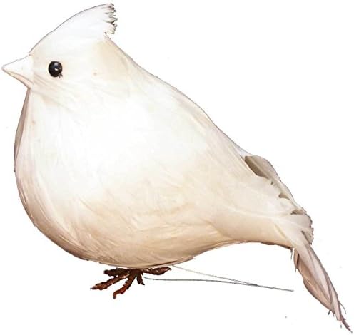 3 Large Snow White Plump Fat Artificial Birds for Christmas Tree Ornaments. Wedding Decorations or Flower Arrangements