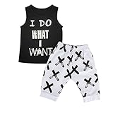 2pcs Toddler Kids Baby Boy Cool Sleeveless T-Shirt Vest+Pants Clothes Outfit Set