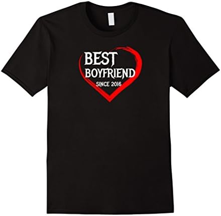 Mens Best Boyfriend Since 2016 1st Year Anniversary Gift T-shirt Large Black