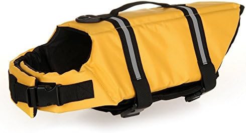 Ltuotu Assorted Color Choice Pet Dog Life Jacket Quick Release Easy-Fit Adjustable Pet Saver Life Jacket Dog Life Preserver Dog Life Vest (M, Yellow)