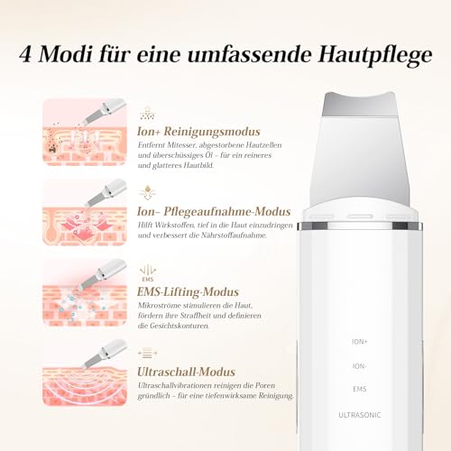 4 in 1 ANLAN Ultrasonic Skin Cleanser Facial Cleanser - Deep Cleansing, Vibrating Scrub, Facial Care and Blackhead Removal