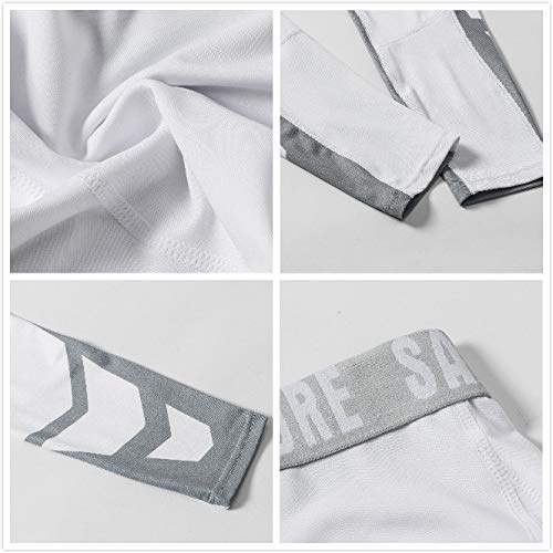 saraca core Men Boys Youth Compression Yoga Athletic Pants Running Football Tights Baselayer Workout Basketball Leggings (Whitepattern, Medium)