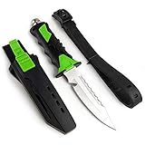 Zip Diving Knife | Ultra Sharp 9 x 1.6 Inch Dive Knife for Scuba Diving, Water Sports and Snorkeling | Double Edge Serrated Smooth Blade with Sheath | Extremely Sturdy and Lightweight Stainless Steel