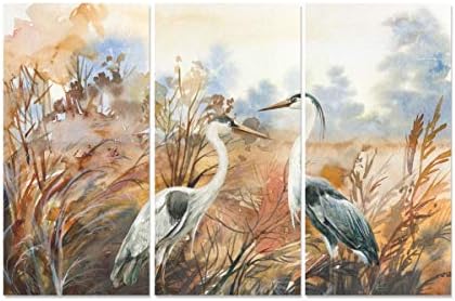 Amazon Com Whiofe 3 Panel Painted Canvas Wall Art Retro Cute Egret Bird Flower Green Leaf Livinroom Wall Decor Woman Art Wall Decor Girl Canvas Wall Art For Home Living Room Bedroom Bathroom