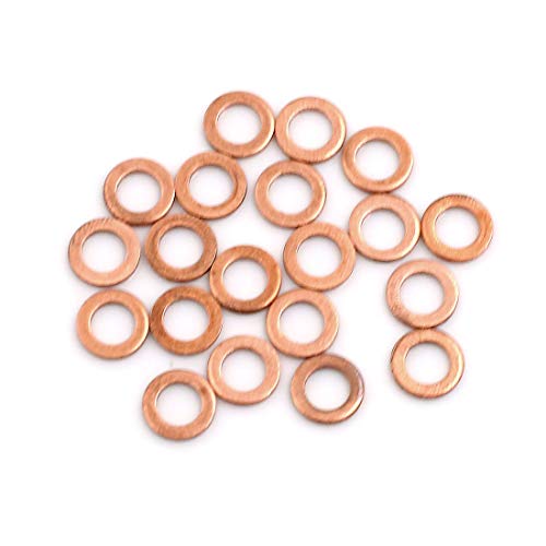 X AUTOHAUX 20pcs 5mm Inner Diameter Copper Washers Flat Sealing Gaskets Ring