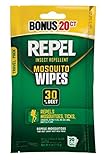 Repel 94100 Sportsmen 30-Percent Deet Mosquito Repellent Wipes, 3 Packs of 20 Count - 60 Total!