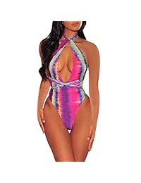 KIRJAUDU Traje de baño de una pieza sin espalda con estampado floral y vendaje de corte alto para dama