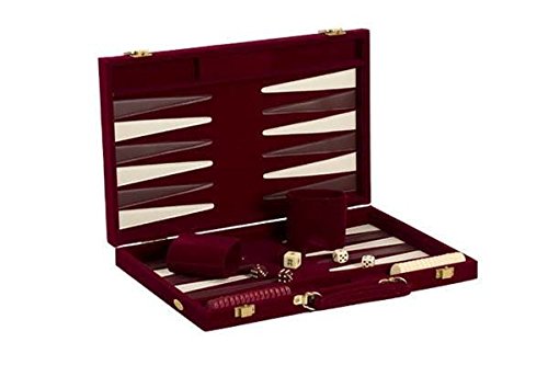 18in Burgundy Suede Backgammon Set
