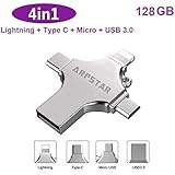 4 in 1 USB Flash Drive, ARPSTAR USB 3.0 Flash Drive Memory Stick 128 GB Type C Thumb Drive for iPhone/Android/Windows